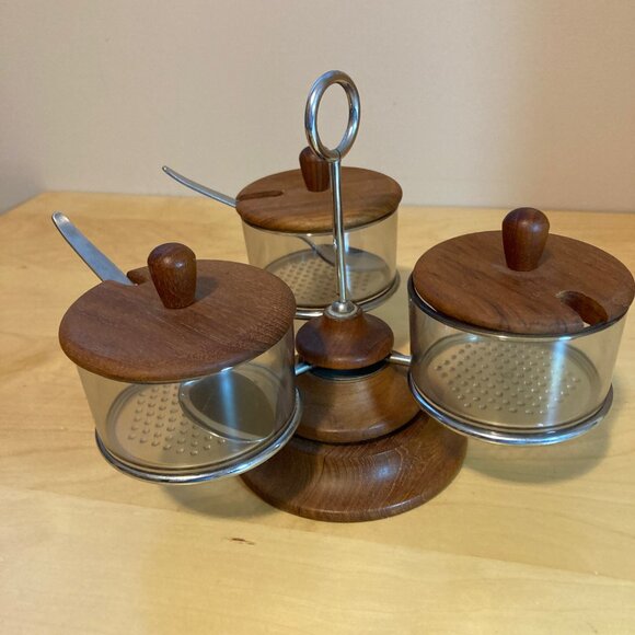 Luthje Danish Teak Condiment Set - Picture 2 of 4
